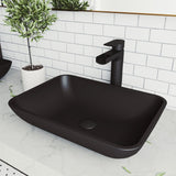 Sottile MatteShell Blue Bathroom Sink/Basin Set with Amada Faucet and Glass Rectangular Vessel Z8I6 - product image 3
