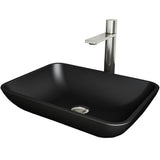Sottile MatteShell Matte Black Bathroom Sink/Basin Set with Gotham Faucet and Glass Rectangular Vessel S1P7 - product image 1