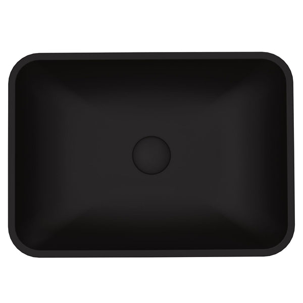 Sottile MatteShell Rectangular Vessel Bathroom Sink/Basin with Deep Bowl, Black P1U5