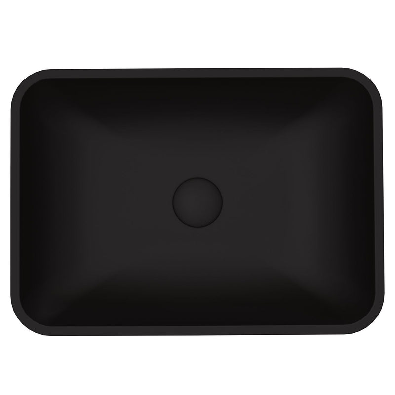 Sottile MatteShell Rectangular Vessel Bathroom Sink/Basin with Deep Bowl, Black P1U5