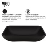 Sottile MatteShell Rectangular Vessel Bathroom Sink/Basin with Deep Bowl, Black P1U5 - product image 2