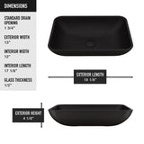 Sottile MatteShell Rectangular Vessel Bathroom Sink/Basin with Deep Bowl, Black P1U5 - product image 3