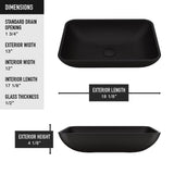 Sottile MatteShell Rectangular Vessel Bathroom Sink/Basin with Deep Bowl, Black P1U5 - product image 7