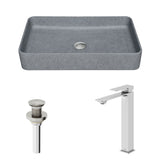 Tarragona Gothic ConcretoStone Grey Bathroom Sink/Basin Set with Dunn Faucet and Rectangular Vessel G3G0 - product image 2