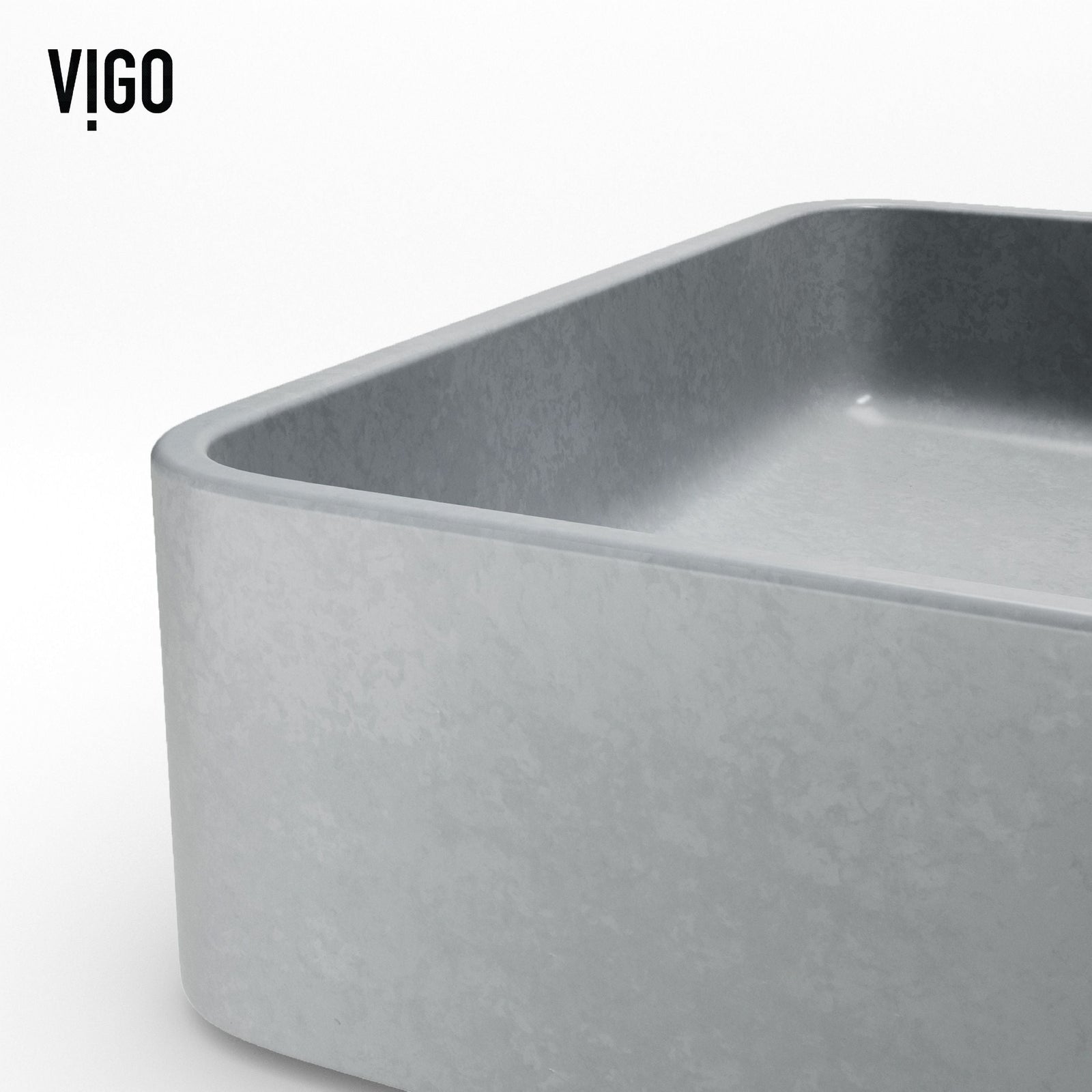 Tarragona Gothic ConcretoStone Grey Bathroom Sink/Basin Set with Dunn Faucet and Rectangular Vessel G3G0 - product image 8