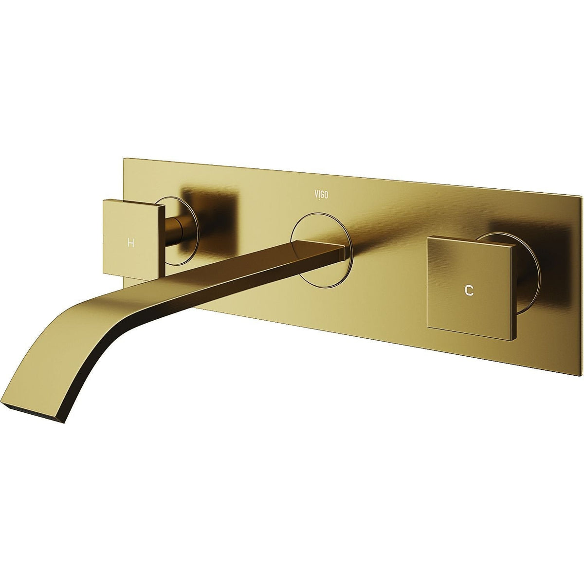 Titus Wall Mount Dual Handle Bathroom Sink Faucet, Eco-Friendly 1.2 GPM Flow Rate, Matte Brushed Gold D5A9 - product image 2