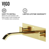 Titus Wall Mount Dual Handle Bathroom Sink Faucet, Eco-Friendly 1.2 GPM Flow Rate, Matte Brushed Gold D5A9 - product image 8