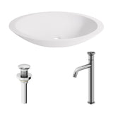 Wisteria MatteStone White Bathroom Sink/Basin Set with Cass Faucet and Oval Composite Vessel E3N2 - product image 2