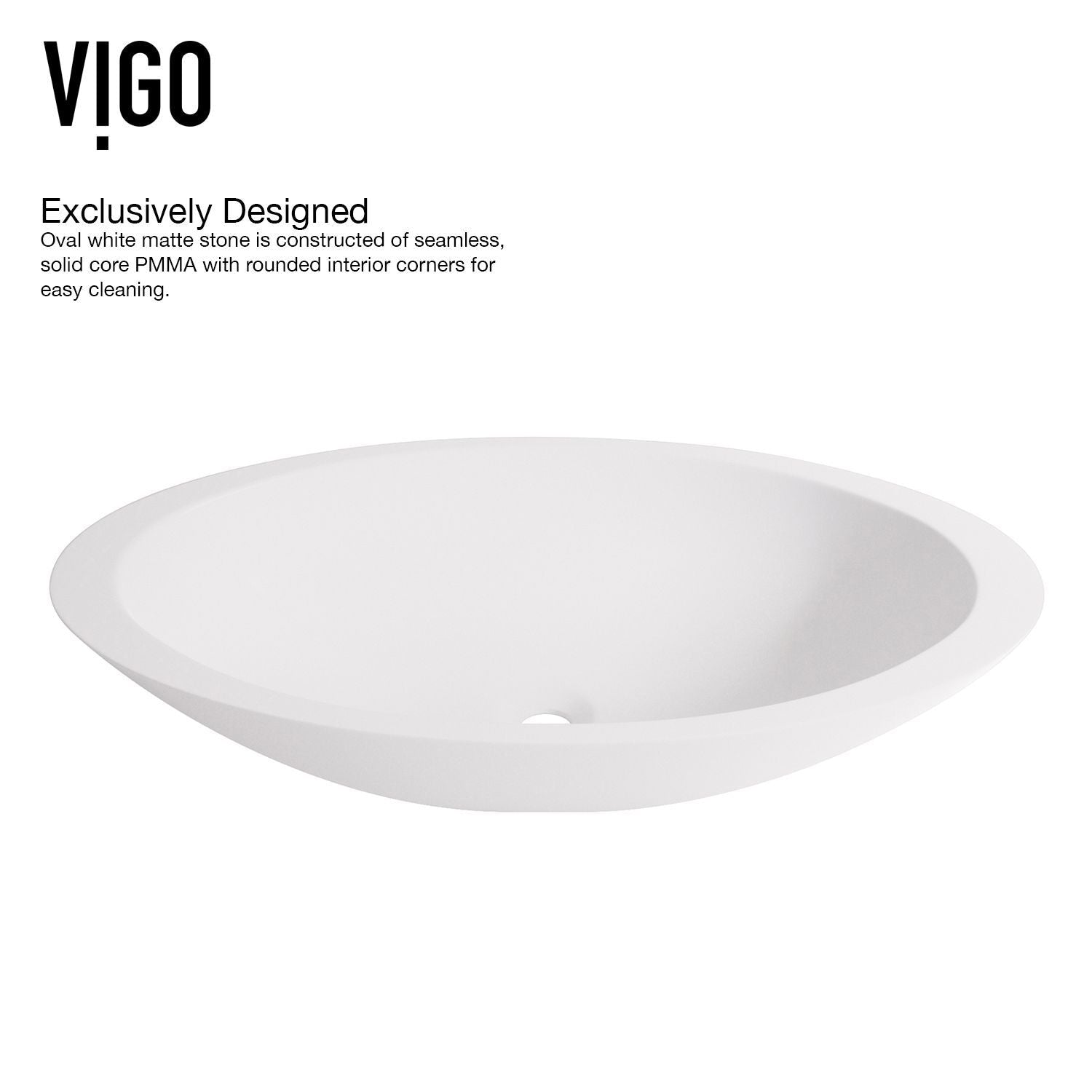 Wisteria MatteStone White Bathroom Sink/Basin Set with Cass Faucet and Oval Composite Vessel E3N2 - product image 5