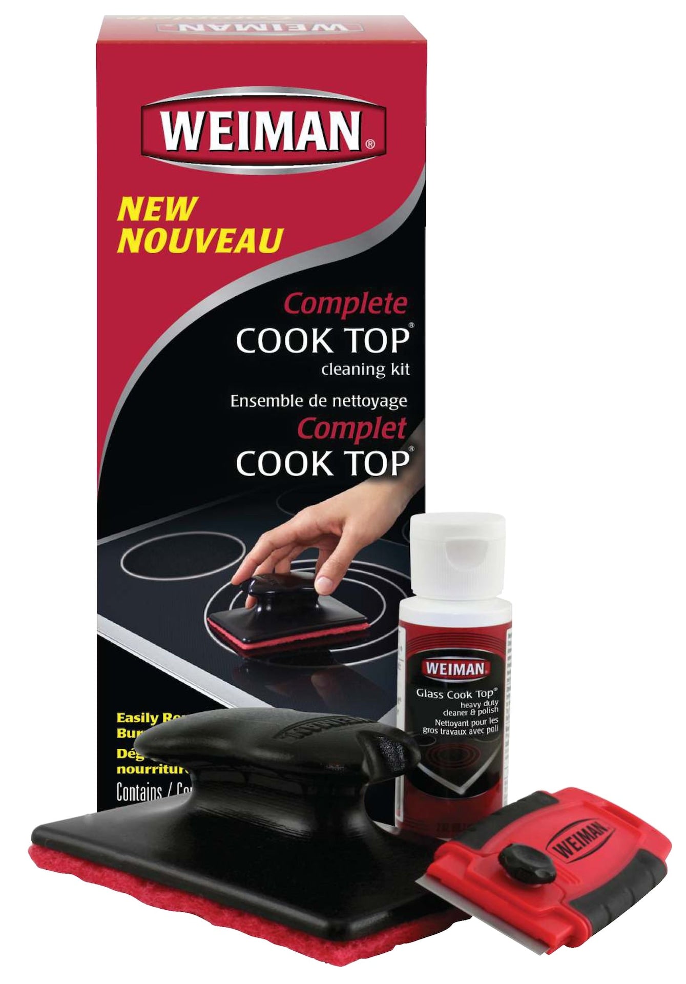 Complete Glass Cooktop Cleaning Kit, 3-pc, Include Scrub Pad, Scraper and Cleaning Solution T8I3 - product image 1