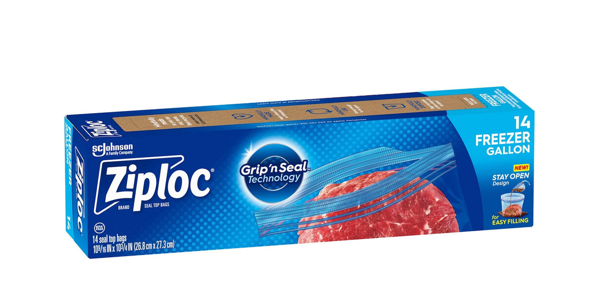 Large Plastic Freezer Bags, 3.78-L, 14-pk G8H7 - product image 1
